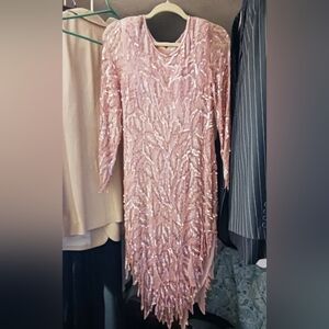 Elegant Pink Sequin Dress